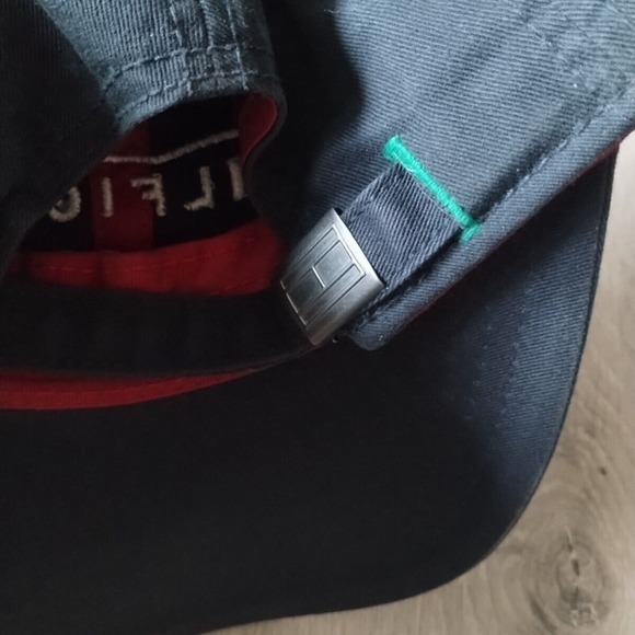 Tommy Hilfiger Hat Baseball Cap Blue White Spell Out Adjustable Strap Cotton - Picture 13 of 13